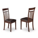 Kitchen Set For 3- 2 Kitchen Chairs, Wood Dining Table, Mahogany Color Faux Leather, Mahogany Finish Wood Frame