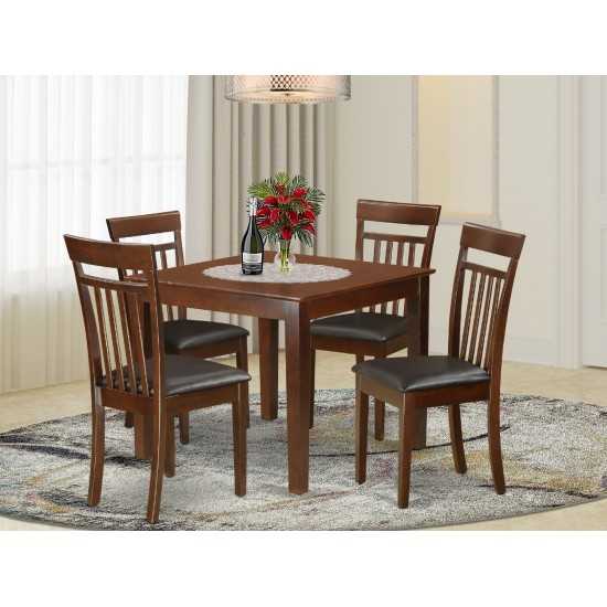 5 Pc Kitchen Table Set With A Dining Table And 4 Kitchen Chairs In Mahogany