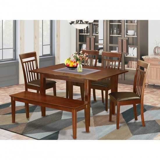 6-Pc Dining Room Set With Bench -Small Table With 4 Dining Chairs And Bench