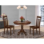 3 Pc Set With A Round Dinette Table And 2 Leather Kitchen Chairs In Mahogany