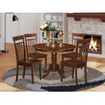 5 Pc Set With A Round Small Table And 4 Wood Dinette Chairs In Mahogany