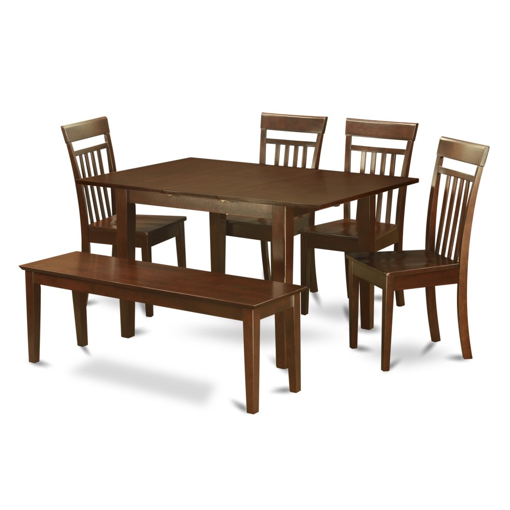 Mlca6C-Mah-W 6 Pc Dinette Set-Kitchen Table, 4 Dining Chairs, Dining Bench