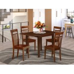 Dining Set 5 Pc- 4 Chairs, Table, Mahogany Finish Solid Wood Chair Seat, Mahogany Finish Frame.