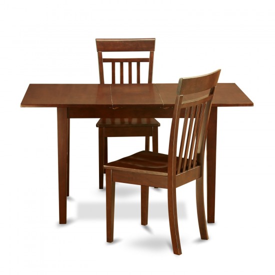 3 Pc Kitchen Table Set - Kitchen Table With Leaf And 2 Kitchen Dining Chairs