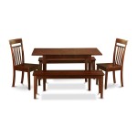 5 Pc Small Kitchen Table Set - Table, Leaf Plus 2 Dining Table Chairs, 2 Benches