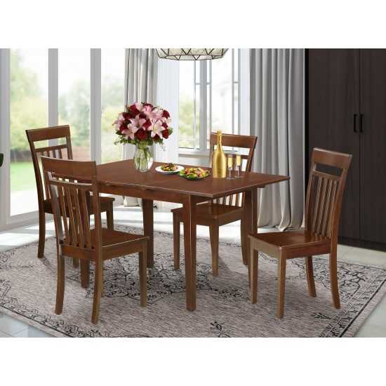 5 Pc Kitchen Table Set - Table With Leaf And 4 Dining Table Chairs