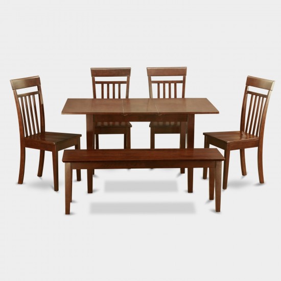 6 Pc Table, Chairs Set, Kitchen Dinette Table, 4 Kitchen Dining Chairs Plus Bench