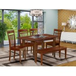 6 Pc Table, Chairs Set, Kitchen Dinette Table, 4 Kitchen Dining Chairs Plus Bench