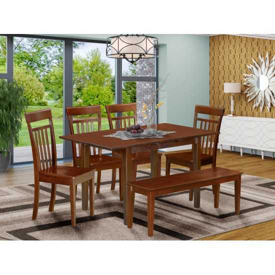 6 Pc Table, Chairs Set, Kitchen Dinette Table, 4 Kitchen Dining Chairs Plus Bench