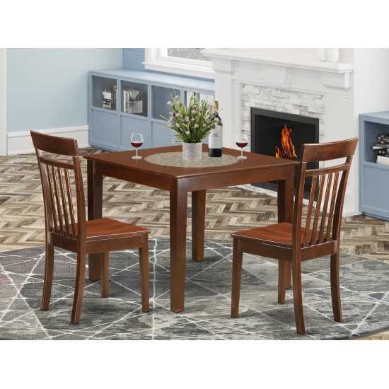 3 Pc Dinette Table Set With A Dining Table And 2 Dining Chairs In Mahogany