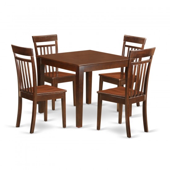 5 Pcsmall Kitchen Table Set, Dining Table And 4 Dining Chairs In Mahogany