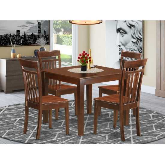 5 Pcsmall Kitchen Table Set, Dining Table And 4 Dining Chairs In Mahogany