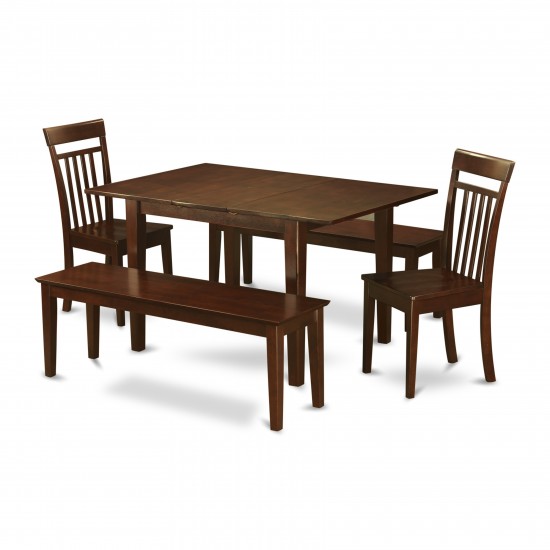 5 Pc Dining Room Set With Bench -Table With 2 Dining Chairs And 2 Benches