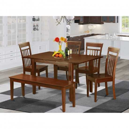 6-Pc Dining Room Set With Bench -Tables With 4 Dining Chairs And Bench