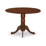 5Pc Dining Set, Small Round Dinette Table, Drop Leaves, Four Parson Chairs, Dahlia Fabric, Mahogany