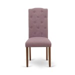 5Pc Dining Set, Small Round Dinette Table, Drop Leaves, Four Parson Chairs, Dahlia Fabric, Mahogany