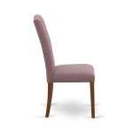 5Pc Dining Set, Small Round Dinette Table, Drop Leaves, Four Parson Chairs, Dahlia Fabric, Mahogany