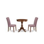 3-Pc Dinette Room Set 2 Kitchen Parson Chairs And 1 Dining Table (Mahogany)