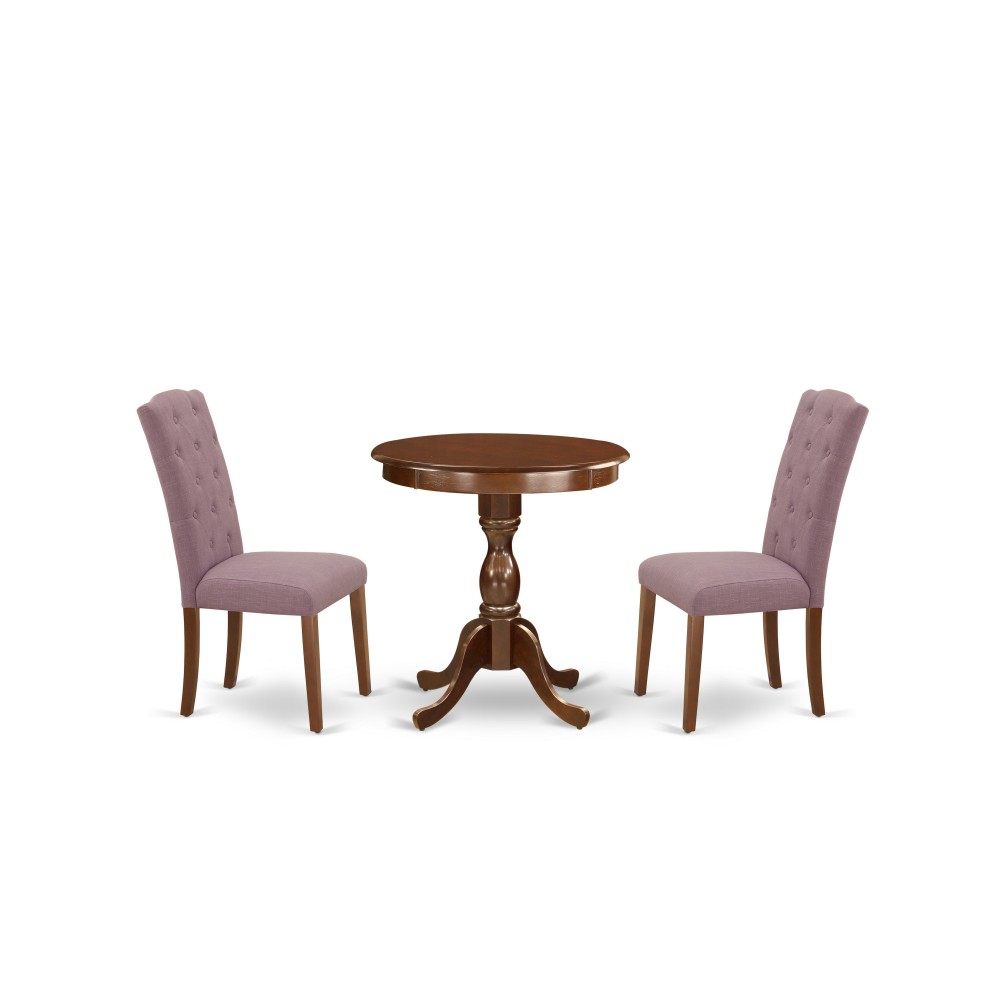 3-Pc Dinette Room Set 2 Kitchen Parson Chairs And 1 Dining Table (Mahogany) 3-Pc Dinette Room Set 2 Kitchen Parson Chairs And 1 Dining Table (Mahogany)