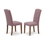 3Pc Dinette Set, Rounded Kitchen Table, Two Parson Chairs, Dahlia Fabric, Mahogany Finish