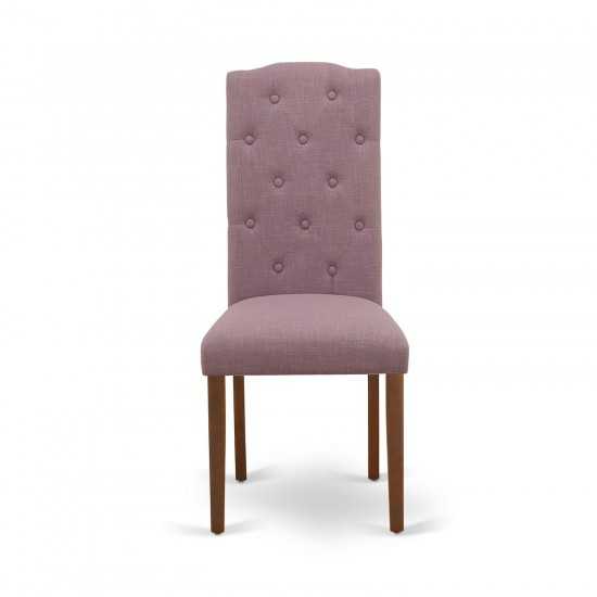 3Pc Dinette Set, Rounded Kitchen Table, Two Parson Chairs, Dahlia Fabric, Mahogany Finish