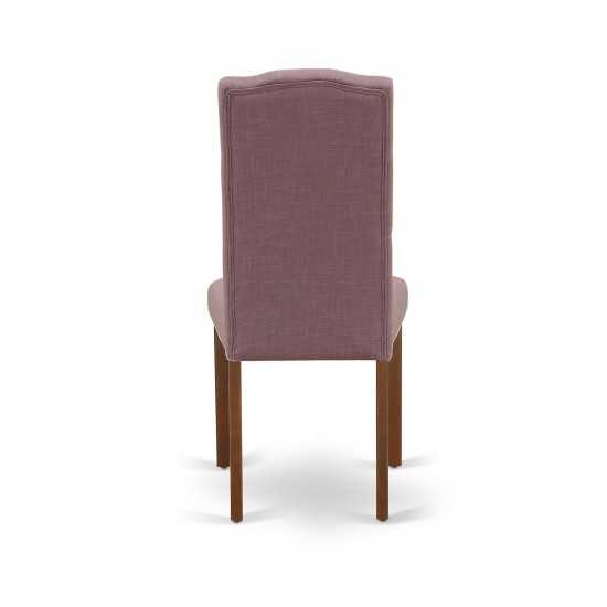 3Pc Dinette Set, Rounded Kitchen Table, Two Parson Chairs, Dahlia Fabric, Mahogany Finish