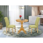 3-Pc Dining Set 2 Parson Dining Room Chairs And 1 Dining Room Table (Oak)