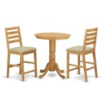 3 Pc Counter Height Set - Kitchen Dinette Table And 2 Counter Height Stool