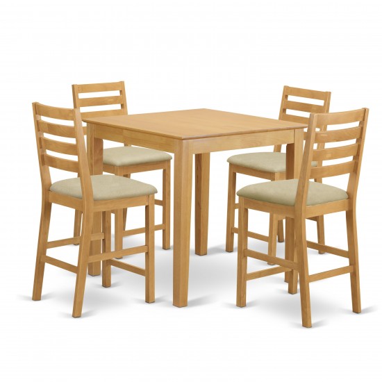 5 Pc Counter Height Table, Chair Set - Counter Height Table, 4 Dinette Chairs.
