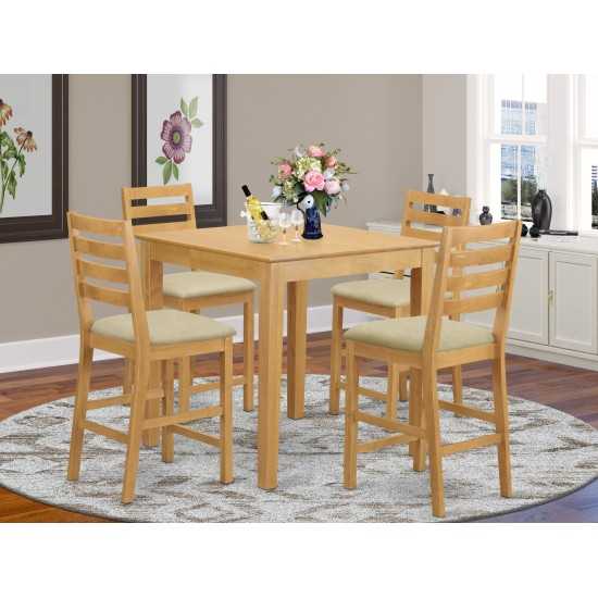 5 Pc Counter Height Table, Chair Set - Counter Height Table, 4 Dinette Chairs.