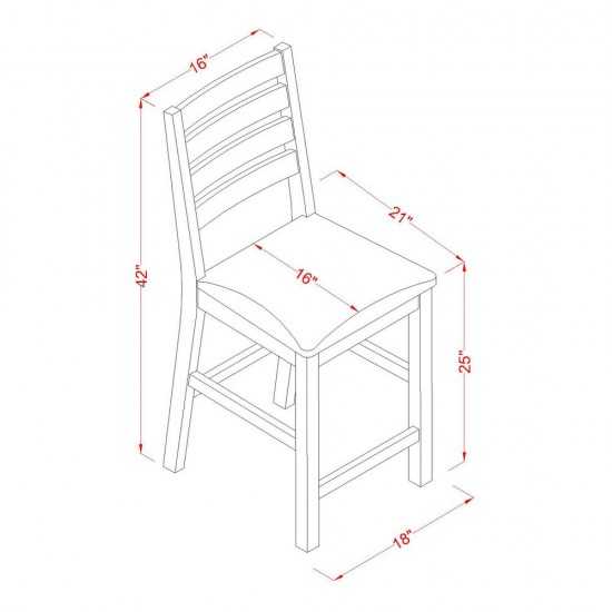 5 Pc Counter Height Table, Chair Set - Counter Height Table, 4 Dinette Chairs.