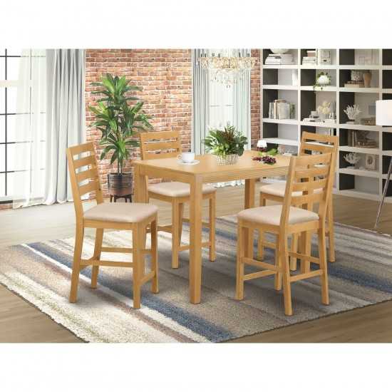 5 Pc Counter Height Pub Set - Counter Height Table And 4 Bar Stools