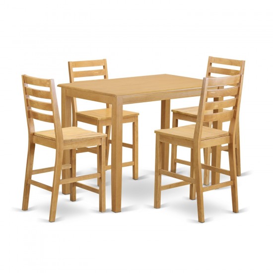 5 Pc Counter Height Pub Set-Pub Table And 4 Kitchen Chairs