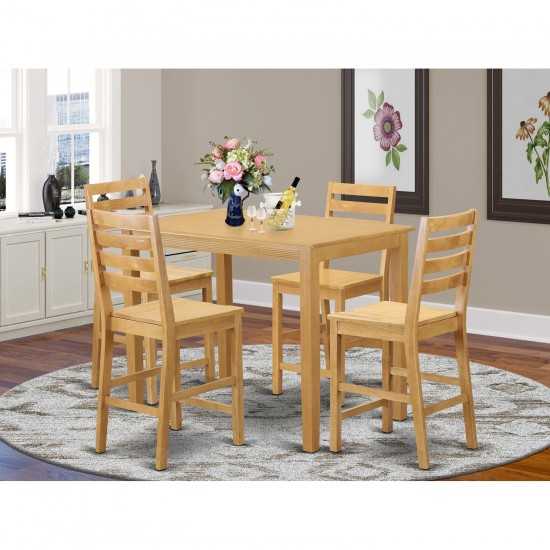 5 Pc Counter Height Pub Set-Pub Table And 4 Kitchen Chairs