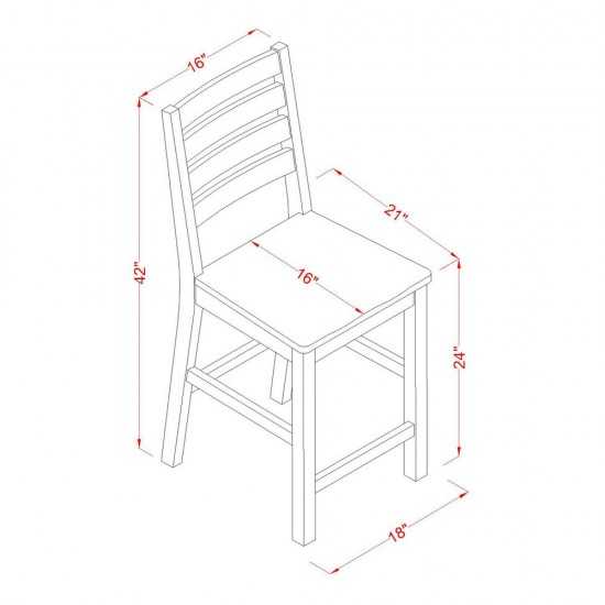 5 Pc Counter Height Pub Set-Pub Table And 4 Kitchen Chairs