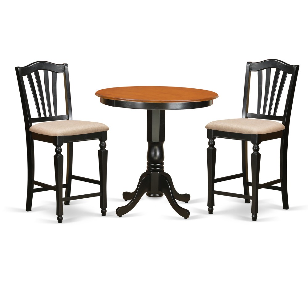 3 Pc Counter Height Table, Chair Set, High Table, 2 Counter Height Dining Chair.