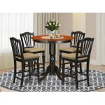 5 Pc Dining Counter Height Set - Kitchen Dinette Table, 4 High Dining Chairs