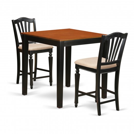 3 Pc Pub Table Set - High Top Table And 2 Kitchen Chairs