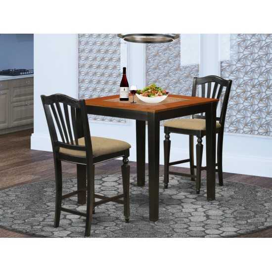 3 Pc Pub Table Set - High Top Table And 2 Kitchen Chairs