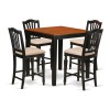 5 Pc Counter Height Set-Pub Table And 4 Kitchen Chairs, Black & Cherry