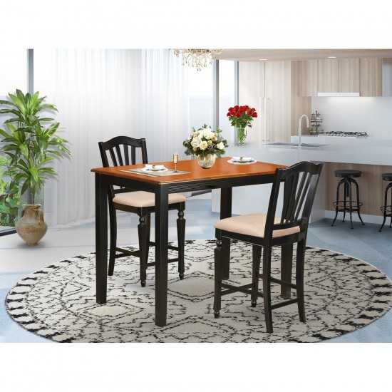 3 Pc Dining Counter Height Set-Pub Table And 2 Kitchen Dining Chairs