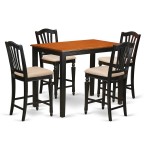 5 Pc Dining Counter Height Set - Kitchen Dinette Table, 4 Counter Height Stool