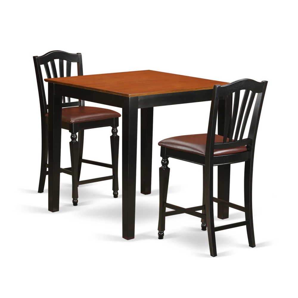 3 Pc Counter Height Table And Chair Set - High Top Table And 2 Chairs 3 Pc Counter Height Table And Chair Set - High Top Table And 2 Chairs