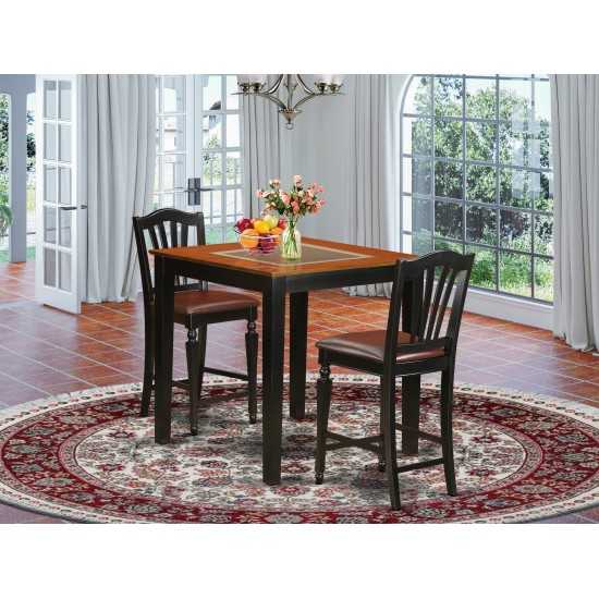 3 Pc Counter Height Table And Chair Set - High Top Table And 2 Chairs