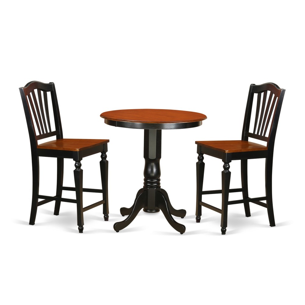 3 Pc Dining Counter Height Set - High Top Table And 2 Counter Height Stool