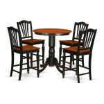 Edch5-Blk-W 5 Pc Counter Height Pub Set-Pub Table And 4 Bar Stools