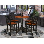 Edch5-Blk-W 5 Pc Counter Height Pub Set-Pub Table And 4 Bar Stools