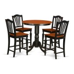 5 Pc Counter Height Table And Chair Set-Pub Table And 4 Dining Chairs