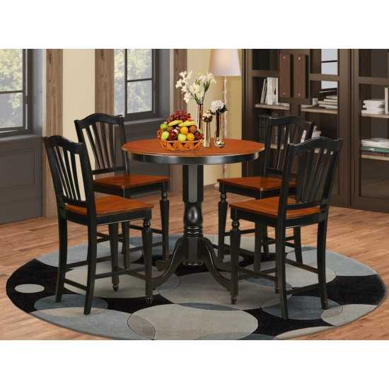 5 Pc Counter Height Table And Chair Set-Pub Table And 4 Dining Chairs