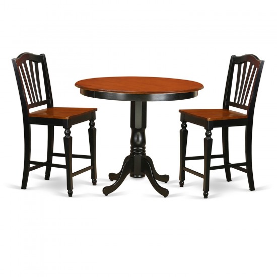 3 Pc Counter Height Table And Chair Set-Pub Table And 2 Kitchen Chairs